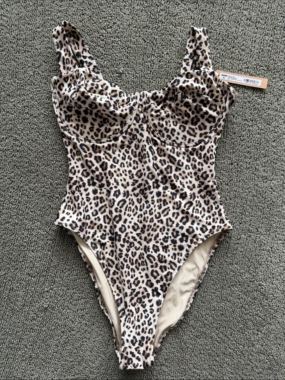 SKIMS Leopard Print One-Piece Swimsuit - Cream, Black, Brown Spots